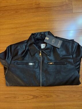 Leather Retail Men's Solid Biker Jacket Size M
